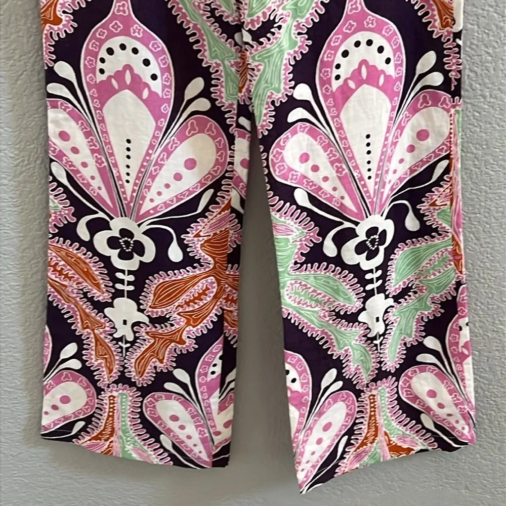 ZARA Linen Blend Floral Wide Leg Pants Size XS